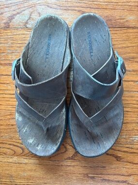 Merrell Women's Brown Cross-Strap Sandals Size 6 Shoes